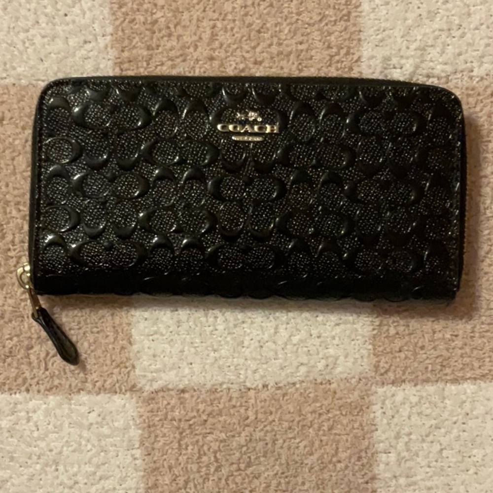 Coach shiny black wallet